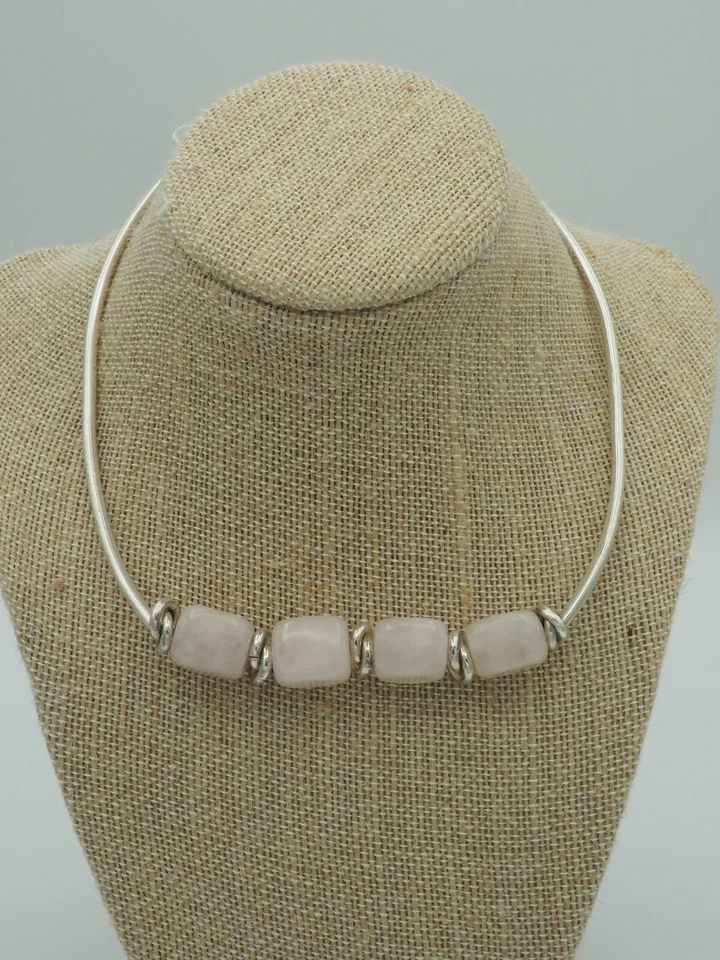 Collar gargantilla vintage Silpada moderno plata esterlina cuarzo rosa palanca Foto 1 de 4