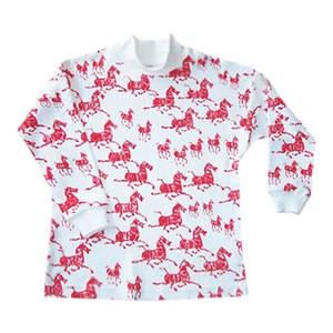 Ariadne Red Horse Animal Print Kids Shirt Cotton Knit Long Sleeve All Season - Picture 1 of 2