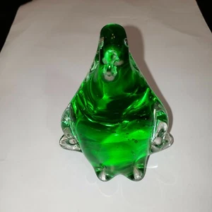 Vintage Murano (Stil?) Kunstglas grün bis klar Pinguin polierter Boden - Bild 1 von 9