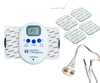 HOMETECH DIGITAL MINI WIRELESS TENS MACHINE & LEAD ADAPTER AND 4 SQUARE TENS PADS