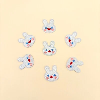 Mini Rabbit Patch 1pcs- Cute Animal Sewing Applique Tiny White Hare (Iron on) - Image 1 of 4