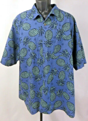 Mens Bike Short Sleeve Button Up Shirt Rayon Blend Pineapple Hawaiian Shirt XL - Image 1 of 3