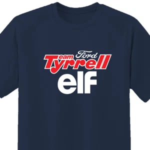 T-Shirt Team TYRRELL FORD Elf Vintage F1 Motorsport Racing Tee Adult Sz S - 3XL - Picture 1 of 8