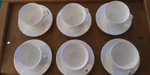 Minton White Monarch B1468 (6) Cups, 2 3/4" & (6) Saucers, 5 5/8" - Picture 1 of 17