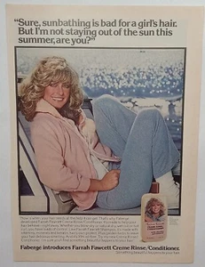 1970's Farrah Fawcett Conditioner Fashion Pastel Pink Faberge Vintage Print Ad - Picture 1 of 1