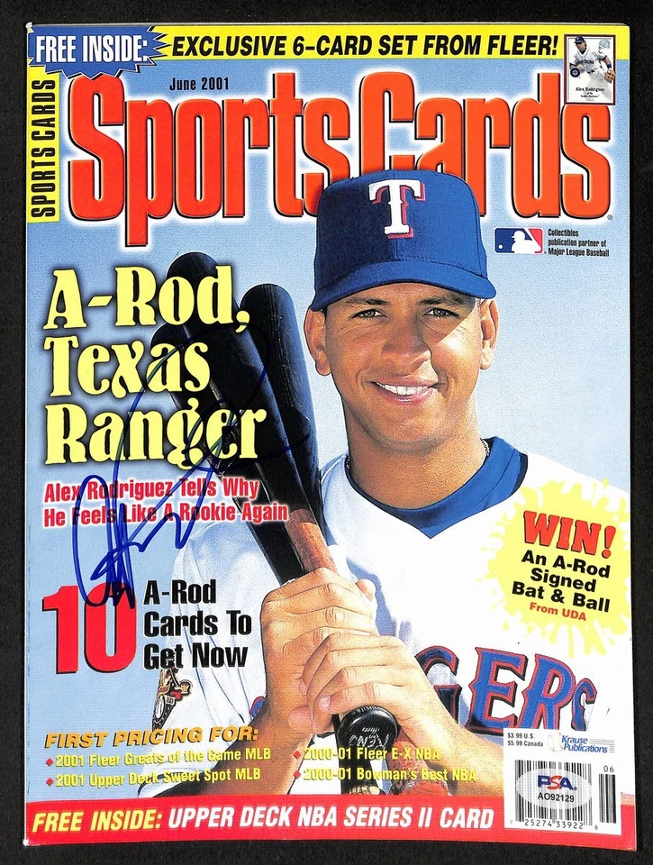 Alex Rodriguez Signed June 2001 Sports Cards Magazine NOLABEL PSA/DNA 193685 - Image 1 of 1