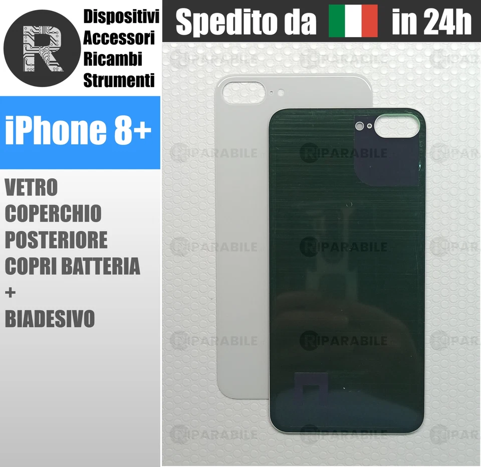 Coperchio Scocca Vetro Posteriore Copri Batteria per Apple Iphone 8 Plus ARGENTO - Immagine 1 di 1