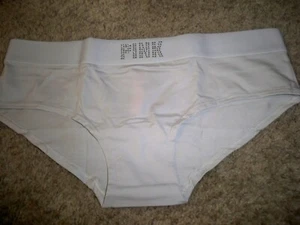 VICTORIAS SECRET HIPSTER CREAM IVORY SPARKLE DIAMANTES LOGO LARGE NEW - Picture 1 of 4