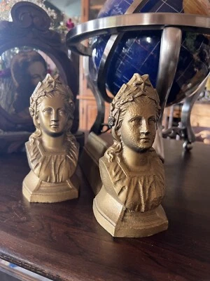 Chimenea Neoclásica Andirons Figura Hierro Fundido Estatua Dama Libertad Antigua Foto 1 de 4