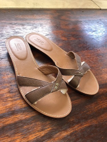 UGG SANDALI SERPA FODERATI BAGAGLIO MARRONE PELLE TAGLIA 8