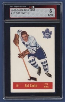 1957-58 Parkhurst #10 SID SMITH KSA 6 EXMT Toronto Maple Leafs *NICE* - Image 1 of 2