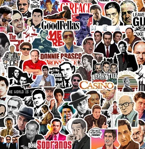 25/50 Gangster Mafia Movie Sticker Pack-Waterproof Vinyl- Goodfellas Scarface - Picture 1 of 3