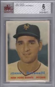 1957 TOPPS JOHNNY ANTONELLI #105 GRADED BVG 6 EX-MT - Picture 1 of 2