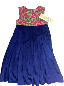 Yo Baby Girls Pink Green Lattice Dress Blue Pleated Skirt Sundress Size 6 NWT - Picture 1 of 5