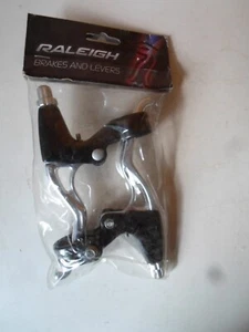 Raleigh Adult Brake Levers 3 Finger V Type Black & Silver Alloy Lever RKL 464 - Picture 1 of 6
