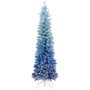 6 Feet Blue Gradient Snow Flocked Artificial Christmas Tree-Blue - Picture 1 of 1
