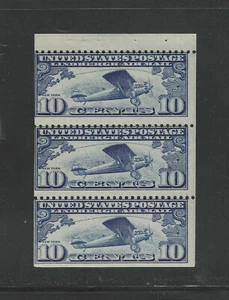 USA Scott # C10A Fine Strip of 3 OG NH BOB Air Mail Stamp - Picture 1 of 2