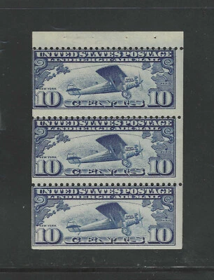 USA Scott # C10A Fine Strip of 3 OG NH BOB Air Mail Stamp - Image 1 of 2