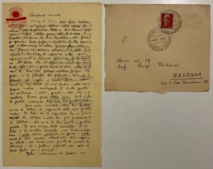 REZIO BUSCAROLI PITTORE 1895.1971 BUSTA + LETTERA AUTOGRAFA BOLOGNA 1945 - Picture 1 of 6