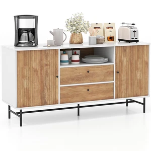 Versatile TV Stand Buffet Sideboard w/Sliding Tambour Doors, Management Hole - Picture 1 of 10