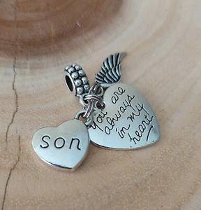 Sohn Memorial Charm Anhänger In Erinnerung an Verlust Flügel für Bettelarmband Halskette - Bild 1 von 4