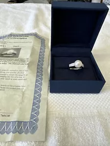 14K White Gold Freshwater Cultured Pearl & Diamonds Ladies ADPG Ring Costco - Picture 1 of 16