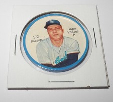 1962 Salada Baseball Coin Pin #172 John Podres Los Angeles Dodgers Near Mint