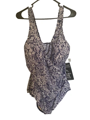 Miraclesuit Blue & White Floral One-Piece Women's Swimsuit Size 24W NEW WITH TAG - Image 1 of 4