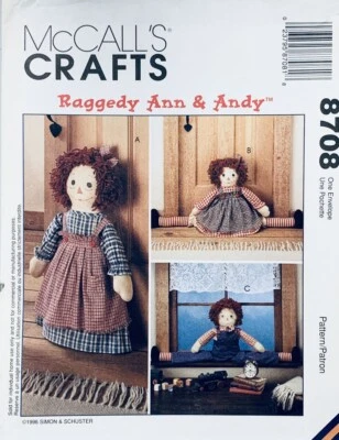 McCall's Crafts Pattern 8708: Raggedy Ann & Andy Draftbusters & Doorstop Dolls - Image 1 of 2