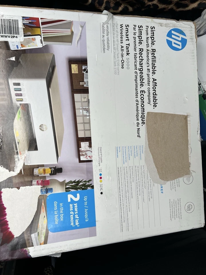HP Smart Tank 5000 All-in-One Wireless Printer Orig Box Paperwork *See Descrip* - Image 1 of 4
