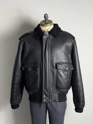 Vintage Shearling Aviator Jacket Real Leather Sheepskin G-1 Schott Size 54 Man - Image 1 of 4