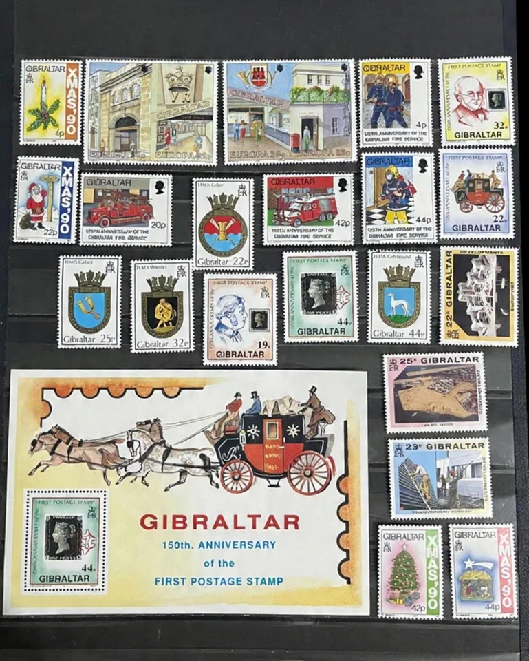 GIBRALTAR 1990 COMPLETE YEAR SET - STAMPS MINT MNH - 21 STAMPS & 1 BLOCK - Image 1 of 1