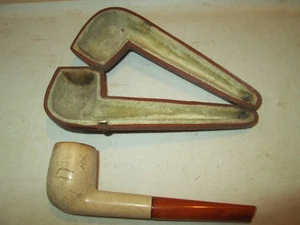 Vintage ECHT Meerschaum GARANTERT BERNSTEIN WITH BROKEN Pipe with Case - Picture 1 of 3