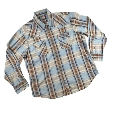 Vintage Guess Western Plaid Pearl Snap Button Down Shirt XL Mens Long Sleeve Y2K - Image 1 of 4