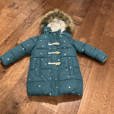Abrigo Mini Boden Niñas 6/7 Y Verde Lunares Cálido Invierno Palanca Abrigo Niños Foto 1 de 4