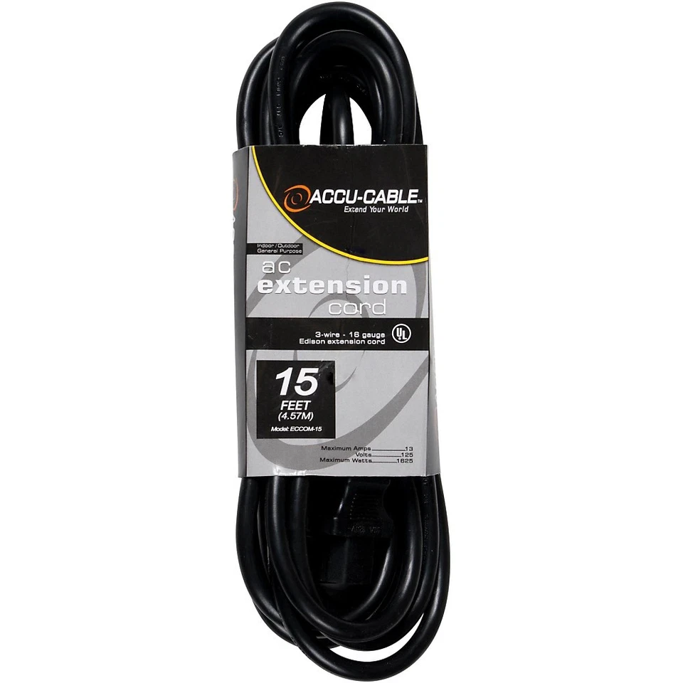 American DJ ECCOM-15 IEC Male to Female 15 ft Jumper Cable - Image 1 of 1