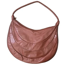 Vintage Hobo Boho Indie Retro braun groß Vollleder gemustert Schultertasche - Bild 1 von 6