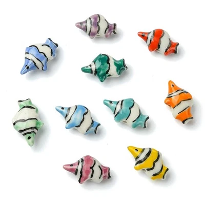 Cuentas espaciadoras de peces hechas a mano de 10 piezas para pulseras collar joyería Foto 1 de 4