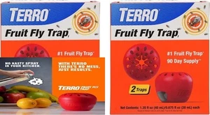 TERRO Fruit Fly Traps for Indoors (4 Pack) + 180 Days of Lure 4 Traps, Red - Picture 1 of 11