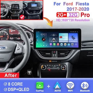 Radio de coche Android con pantalla de 12,3 pulgadas para Ford Fiesta 2017-2020 unidad principal Carplay - Imagen 1 de 11