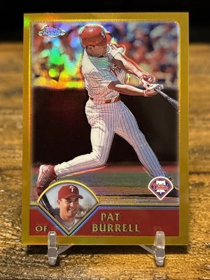 2003 Topps Chrome Gold Refractor Pat Burrell # 193 SP /449 PHILLIES AR5 - Image 1 of 2