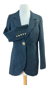 Soft Surroundings Animal Print Blazer Damen Gr. XS schwarz Schmuckknöpfe Stretch - Bild 1 von 11
