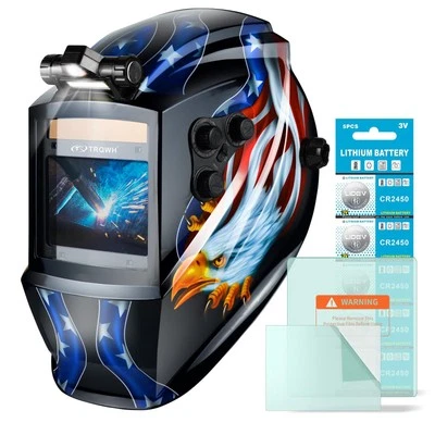 TRQWH Auto Darkening Welding Helmet with True Color & Large View, Solar Powered