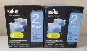 (2) Braun Clean & Renew Refill Cartridges Shaver Cleaner Solution Lemon Fresh - Picture 1 of 7
