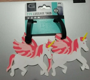 G Force Brand White & Pink Yellow Unicorn Luggage ID AddressTag - Picture 1 of 4