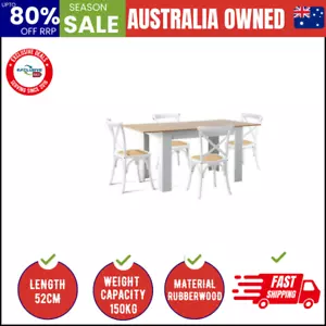 160cm Extendable Dining Table with 4PCS Dining Chairs Crossback White - Picture 1 of 8