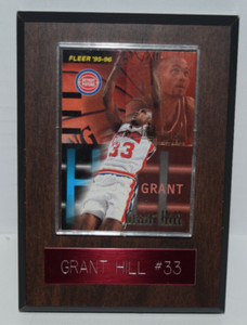 1995-96 Fleer Detroit Pistons Basketball Card #327 Grant Hill #33 FF Wood Frame