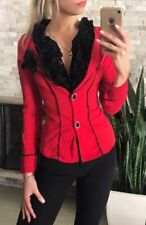 ❤️❤️ Women’s Vintage Red Tuxedo Style Button Up Blouse Shirt ❤️❤️