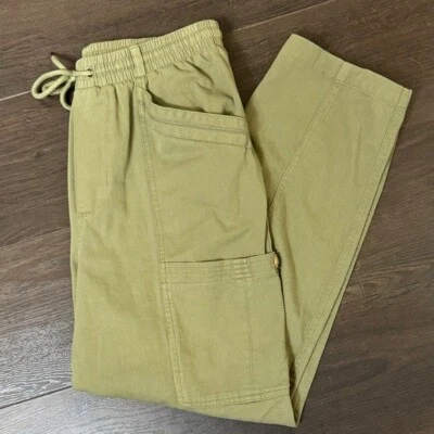7 For All Mankind Jeans Pull On Cargo Crop S Small Utility Army Green Cotton - Image 1 of 4