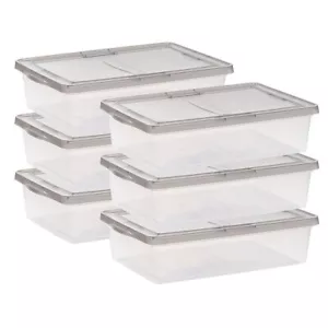 IRIS USA, 28 Quart Clear Under Bed Plastic Storage Box, Gray, Set of 6 - Picture 1 of 9